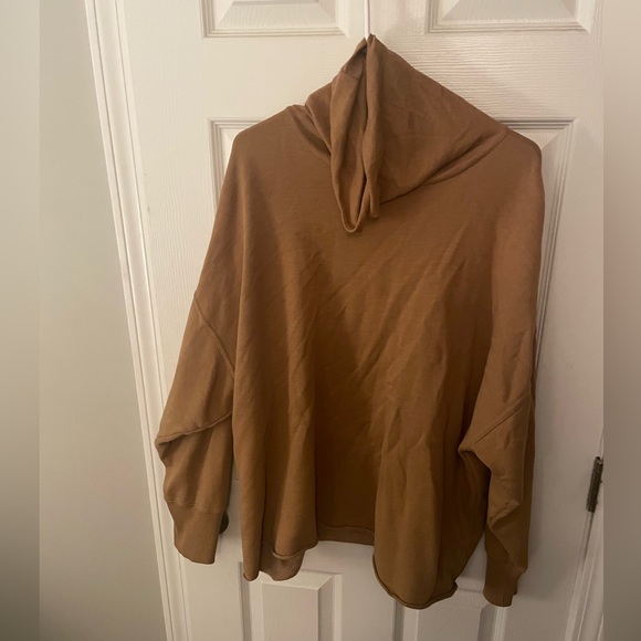 Aerie cowl neck sweatshirt in mustard. - Picture 6 of 6